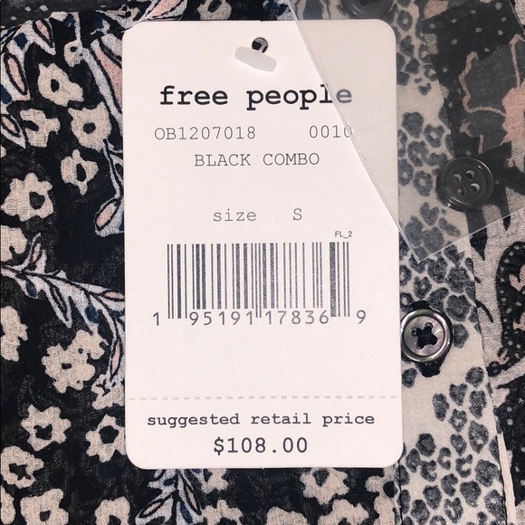 FREE PEOPLE Dani Button Down Pieced-Print Top - Picture 13 of 14